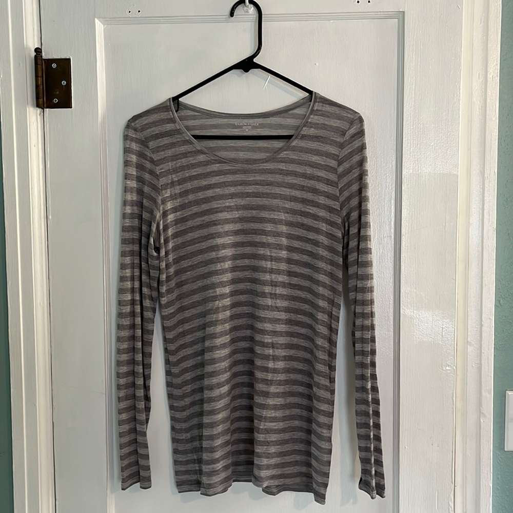 Eileen fisher gray striped long sleeve.
